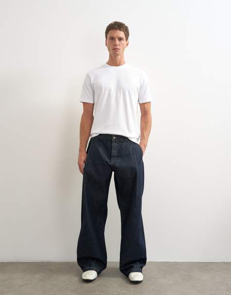 Topman rigid baggy fit-jeans med veck i rå denim - view 1