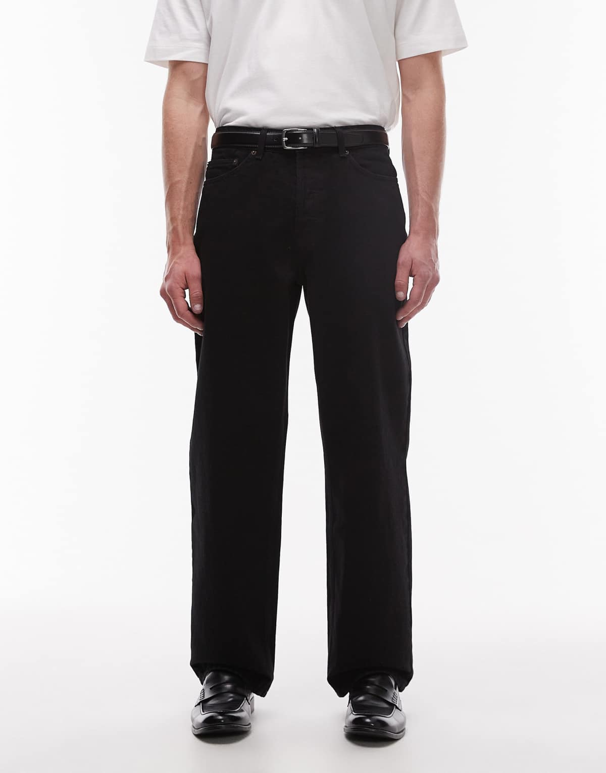 Topman rigid baggy jean in black