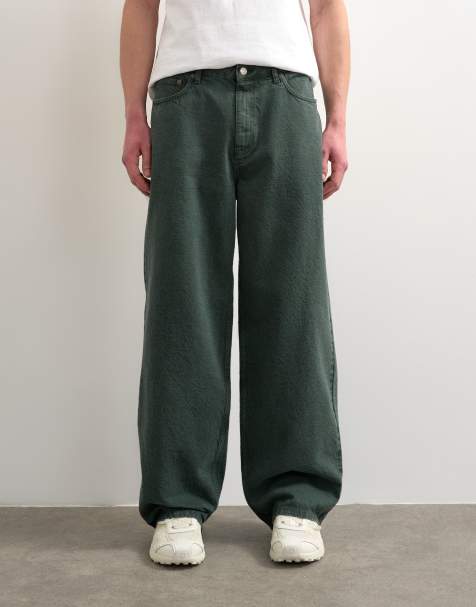 Topman rigid baggy jean in green - view 1