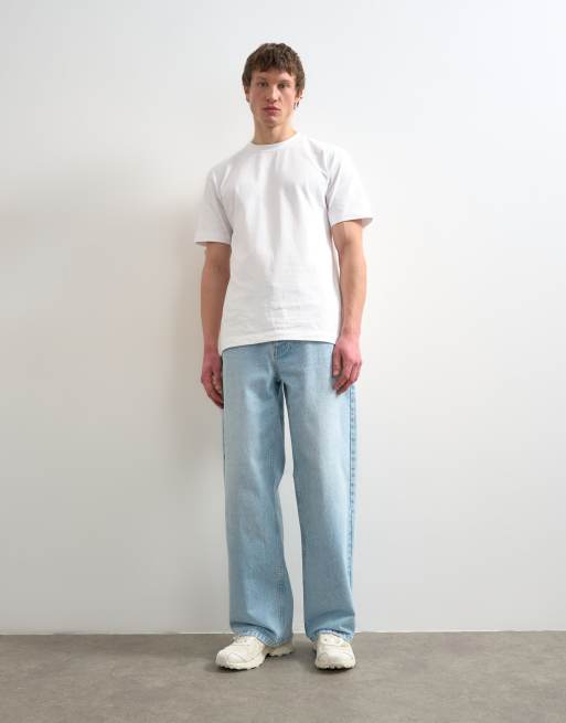 Topman rigid baggy jean in light wash, 2 of 7