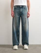 Topman rigid baggy jean in mid wash tint