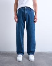 Topman rigid baggy jean in mid wash