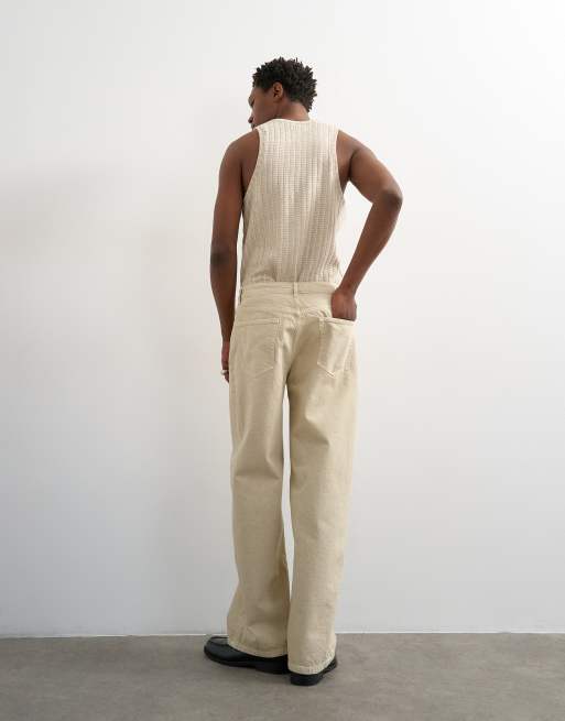 Topman rigid baggy jean in oat, 4 of 5