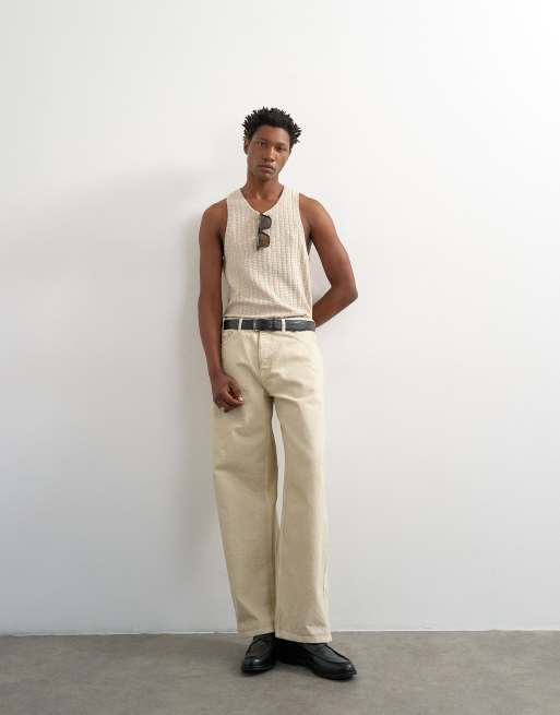 Topman rigid baggy jean in oat, 5 of 5