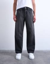 Topman rigid baggy jean in washed black