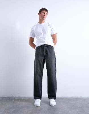 Topman Rigid Baggy Jean In Black