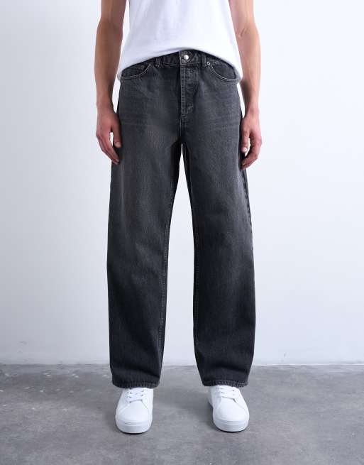 Topman rigid baggy jean in washed black, 2 of 7