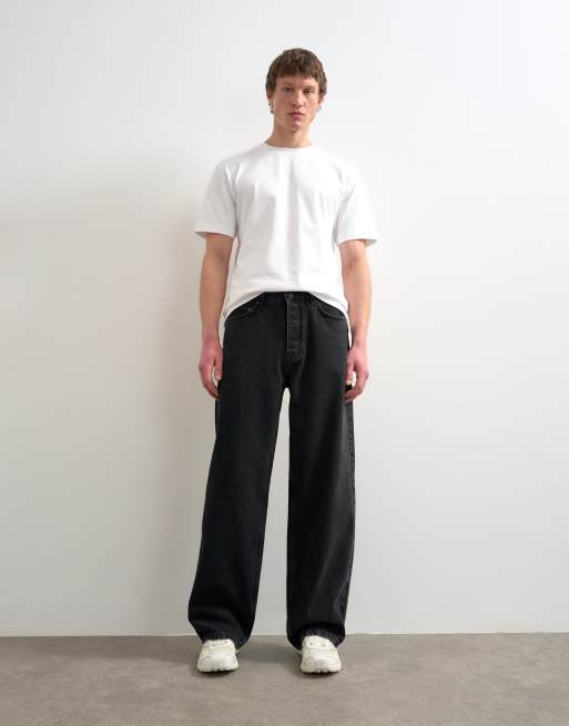 Topman rigid baggy jean in washed black, 2 of 7