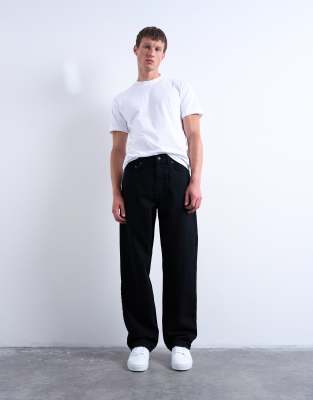 Topman Rigid Baggy Jeans In Black