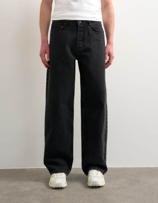 Rigid Baggy Jeans in gewaschenem Schwarz Schwarz W36 L32