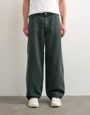 Topman Rigid Baggy Jeans In Green