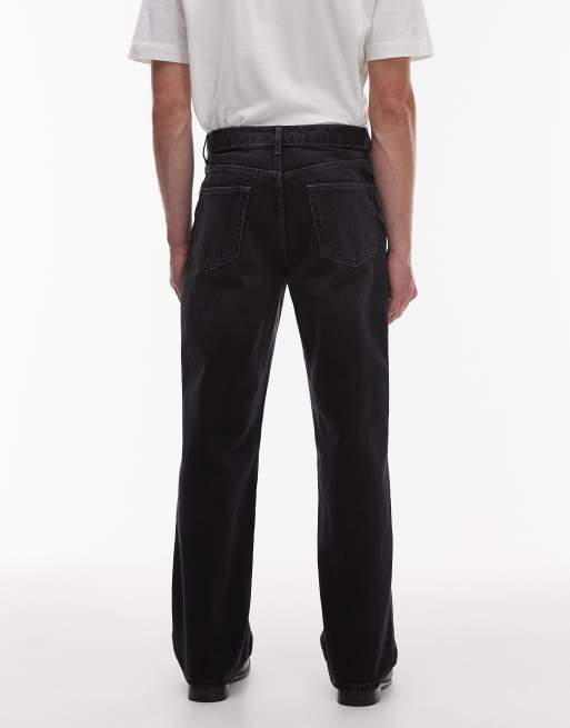 Topman rigid baggy jean in washed black