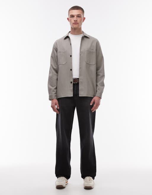 Topman rigid baggy jean in washed black