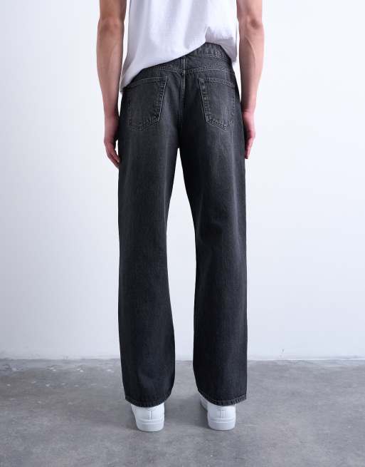 Topman rigid baggy jeans in washed black, 4 of 7