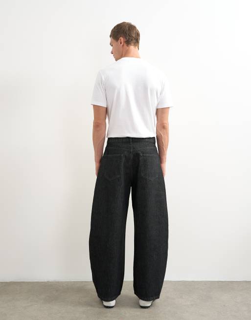Topman rigid barrel fit jean in raw black, 5 of 7