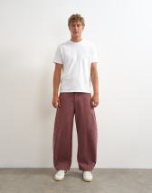 Topman rigid barrel fit jean in washed burgundy