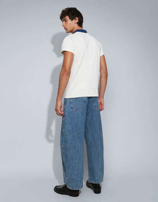 Topman rigid barrel fit jeans i mellanljus tvätt, 3 av 5