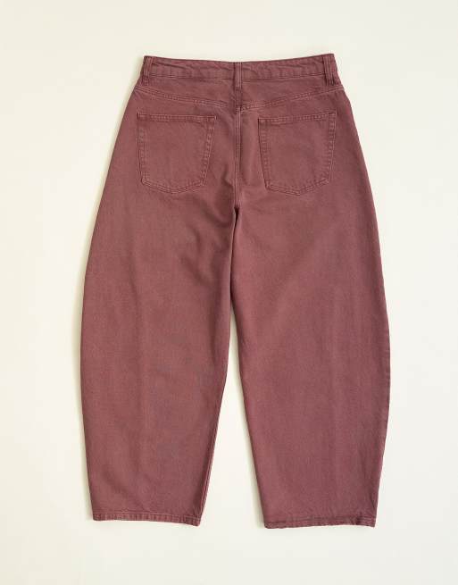 Topman rigid barrel fit-jeans i tvättad burgundy, 7 av 7
