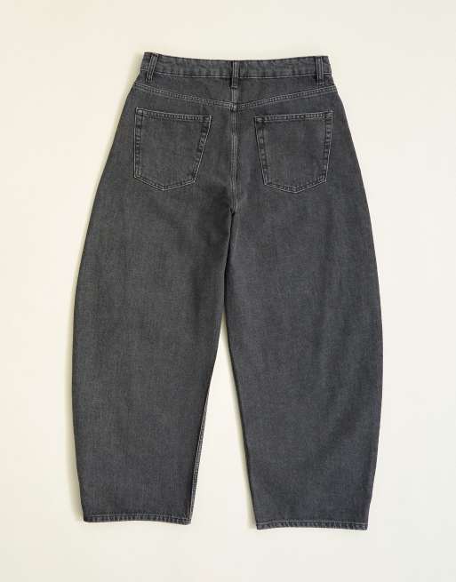 Topman rigid barrel fit jeans i tvättad svart, 7 av 7