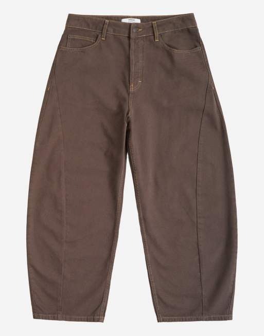 Topman rigid barrel fit jeans in clean brown, 6 of 7
