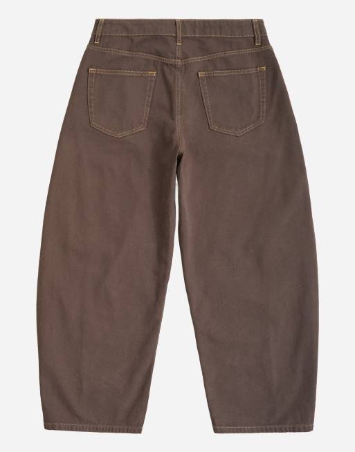 Topman rigid barrel fit jeans in clean brown, 7 of 7
