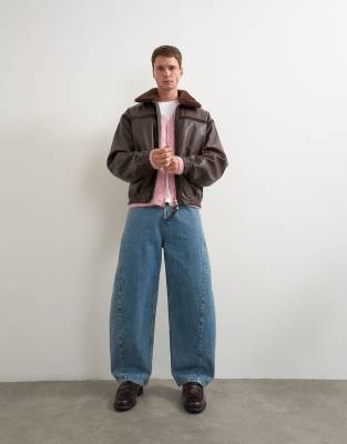 Topman Rigid Barrel Fit Jeans In Blue