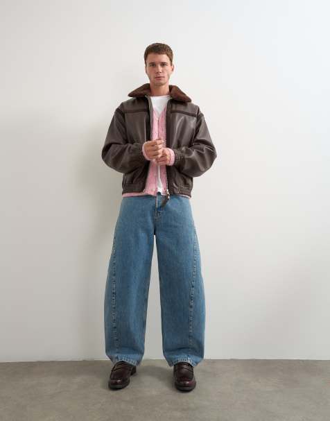 Topman rigid barrel fit jeans in mid wash - view 1