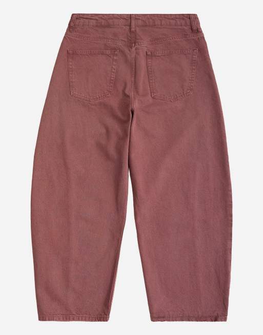 Topman rigid barrel fit jeans in washed burgundy, 7 of 7