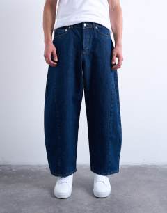 Rigid barrel jean in dark wash