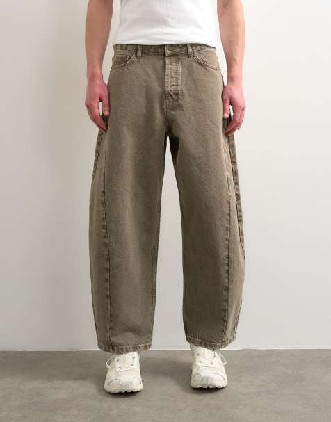 Topman rigid barrel jean in light brown