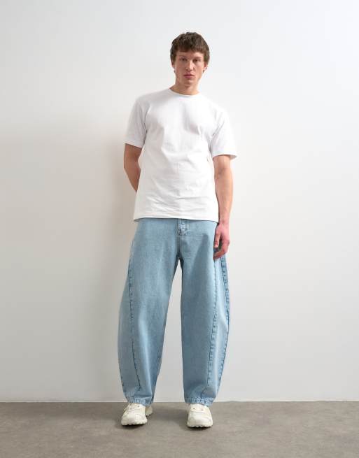 Topman rigid barrel jean in light wash, 2 of 7