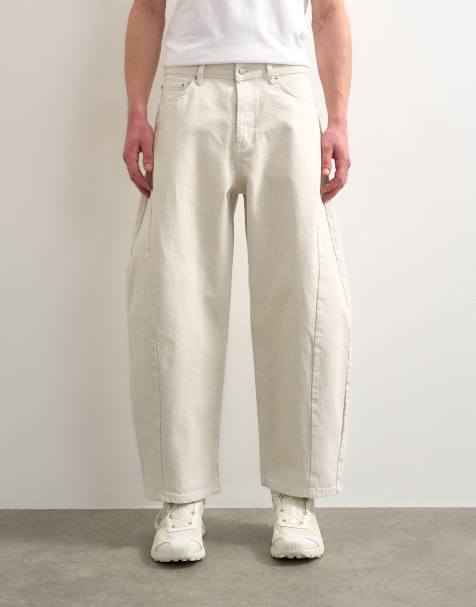 Topman rigid barrel jean in white