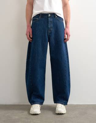 Topman Rigid Barrel Jeans In Blue