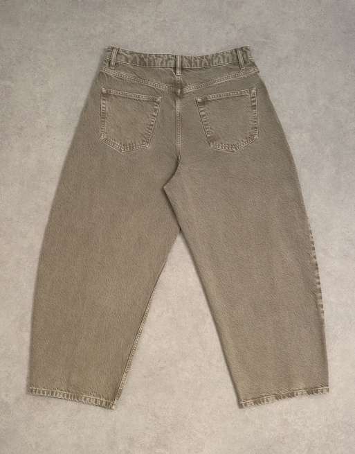 Topman rigid barrel jeans in light brown, 7 of 7