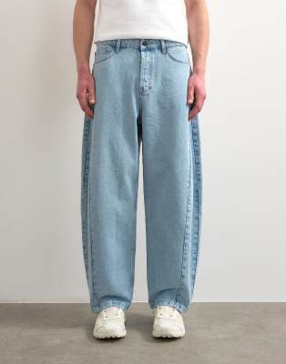 Topman Rigid Barrel Jeans In Blue
