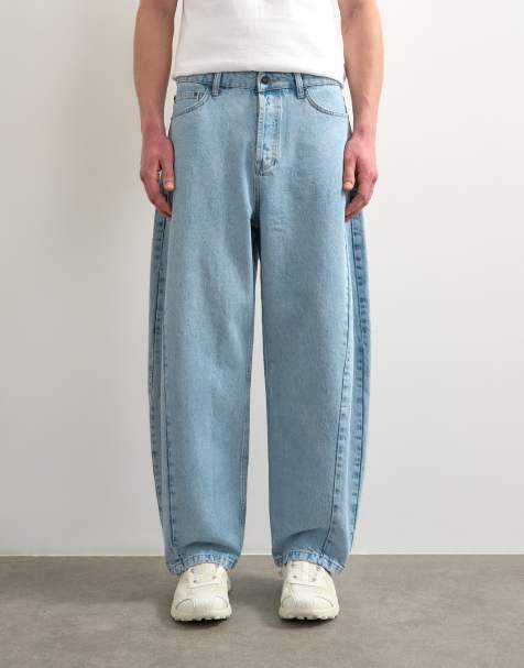 Topman rigid barrel jeans in light wash - view 1