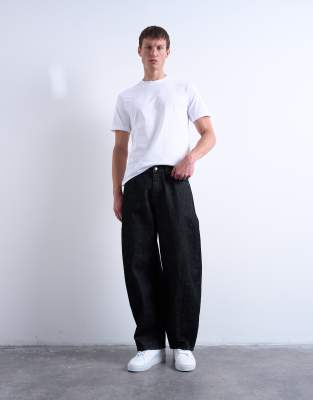 Topman Rigid Barrel Jeans In Black