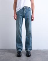 Topman rigid flare jean in mid wash