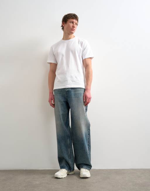 Topman – Rigid – Mellanblå, tvättade, styva jeans i baggy fit, 2 av 7