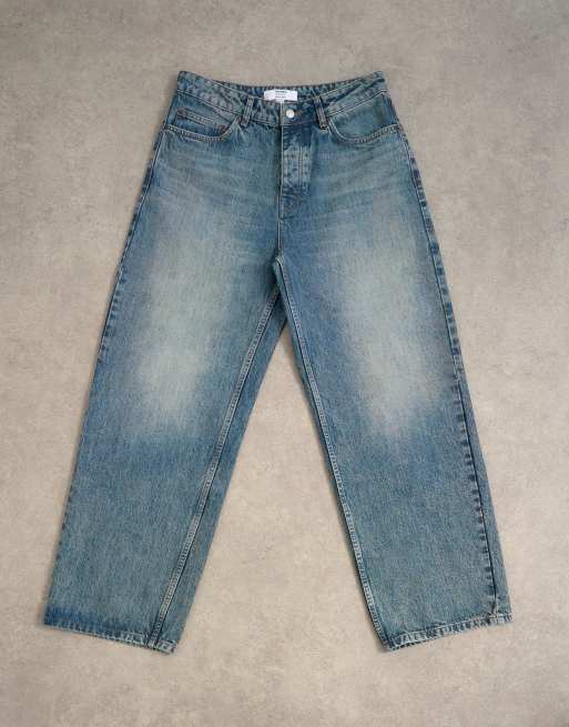 Topman – Rigid – Mellanblå, tvättade, styva jeans i baggy fit, 6 av 7