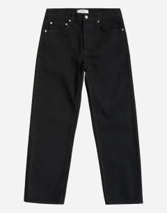 Model wearing Rigid straight fit jean in black