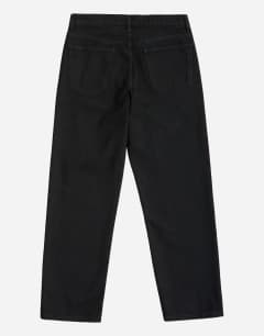 Model wearing Rigid straight fit jean in black