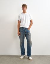 Topman rigid straight fit jean with tint in mid wash