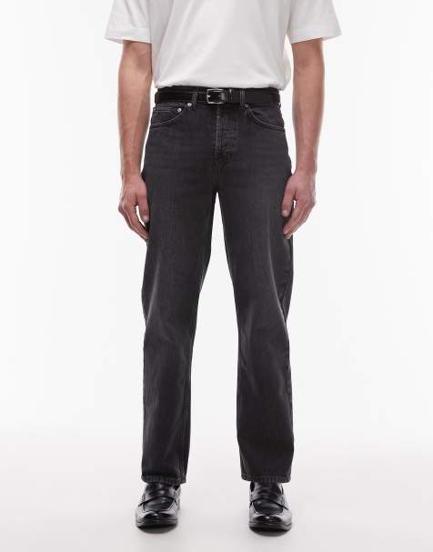 Topman rigid straight jean in washed black - view 1