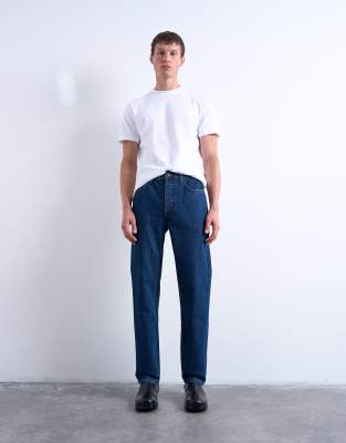 Topman Rigid Straight Jeans In Blue
