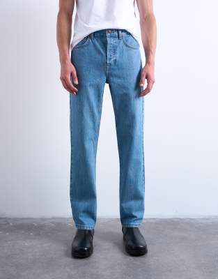 Topman Rigid Straight Jeans In Blue