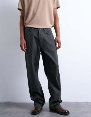 Rigid straight leg jean in brown coated