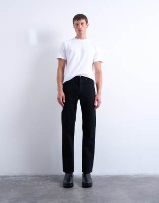 Topman Rigid Straight Leg Jeans In Black