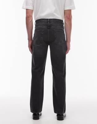 Topman Rigid Straight Leg Jeans In Black