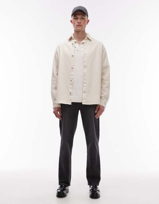 Topman rigid straight jean in washed black
